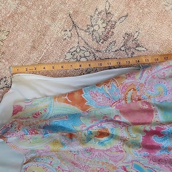 Chaps Cotton Lined Fit n Flare Floral Pastel Paisley Hidden Side Zip Dress Sz 8 - Picture 12 of 12